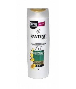 PANTENE Шампунь 360 мл 3 в 1 Блестящие и шелковистые  *6