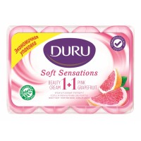 DURU SOFT SENS 1+1 мыло "Розовый грейпфрут" (э/пак) 4*90г***12