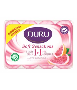 DURU SOFT SENS 1+1 мыло "Розовый грейпфрут" (э/пак) 4*90г***12