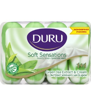 DURU SOFT SENS 1+1 мыло "Зелёный чай" (э/пак) 4*90г***12