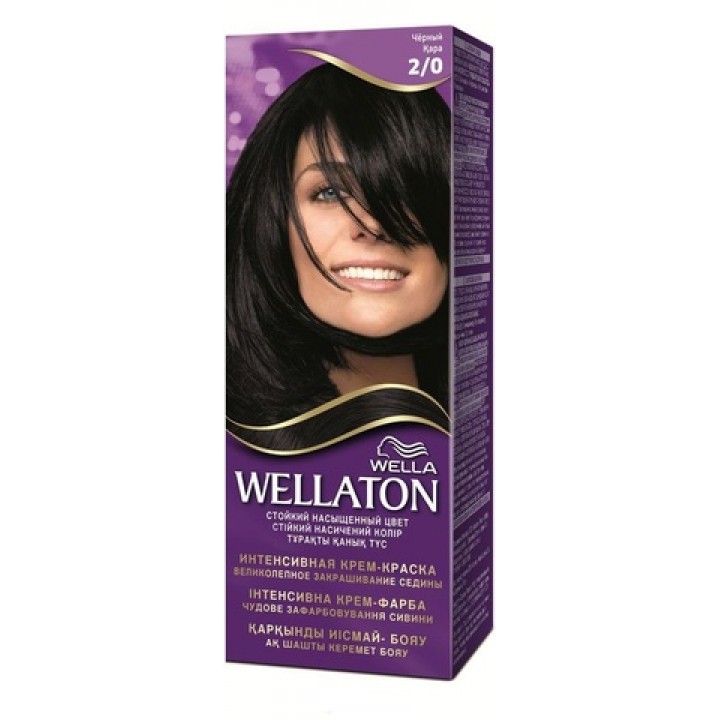 WELLATON Крем-краска для волос стойкая 2/0 Черный