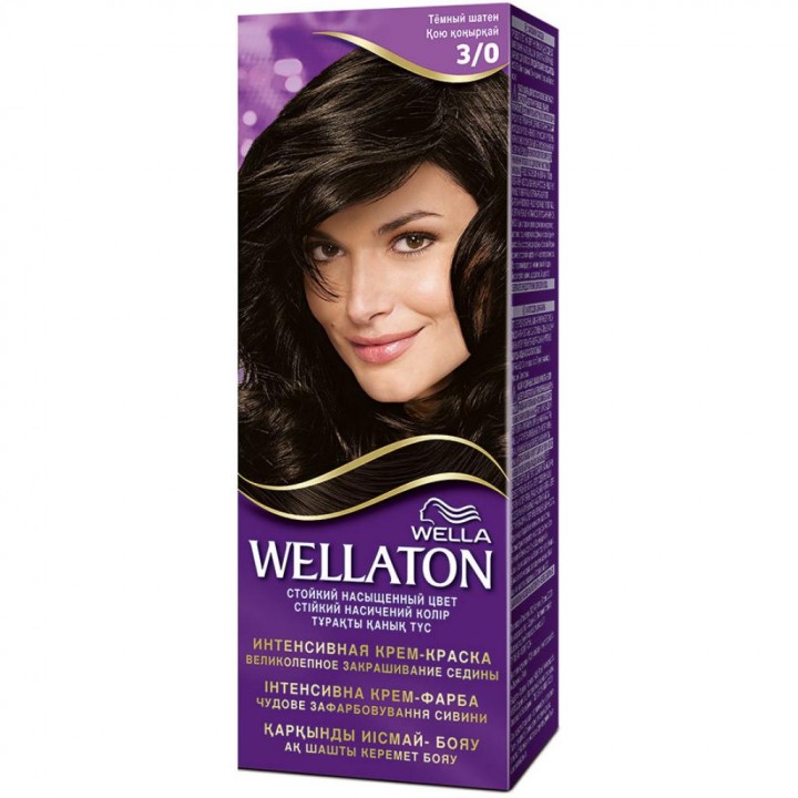 WELLATON Крем-краска для волос стойкая 3/0 Темный шатен