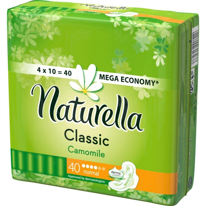 NATURELLA Classic Женские гигиенические прокладки с крылышками Camomile Normal Quatro 40шт