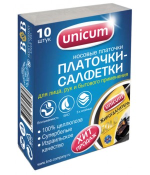 UNICUM Бумажные платочки 10*10 3х сл, 360 шт /кор.