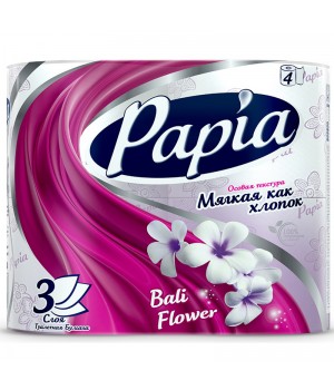 Туалет.бумага PAPIA Балийский Цветок 3 слоя 4 рул***14 (в штуках)