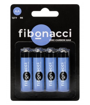 Батарейка солевая (цинк-углеродная) Fibonacci R6/4B AA (FB-R6M-BL4) увеличенной ёмкости серия МАХ картонный блистер 4шт