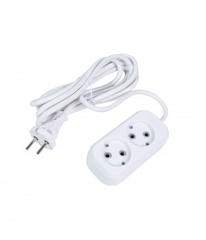 Fibonacci удлинитель 2 гнезда, 3 метра, 10А/2,2кВт, без заземления, ПВС 2х1,0 кв.мм