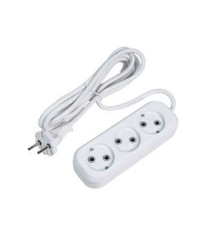 Fibonacci удлинитель 3 гнезда, 3 метра, 10А/2,2кВт, без заземления, ПВС 2х1,0 кв.мм 